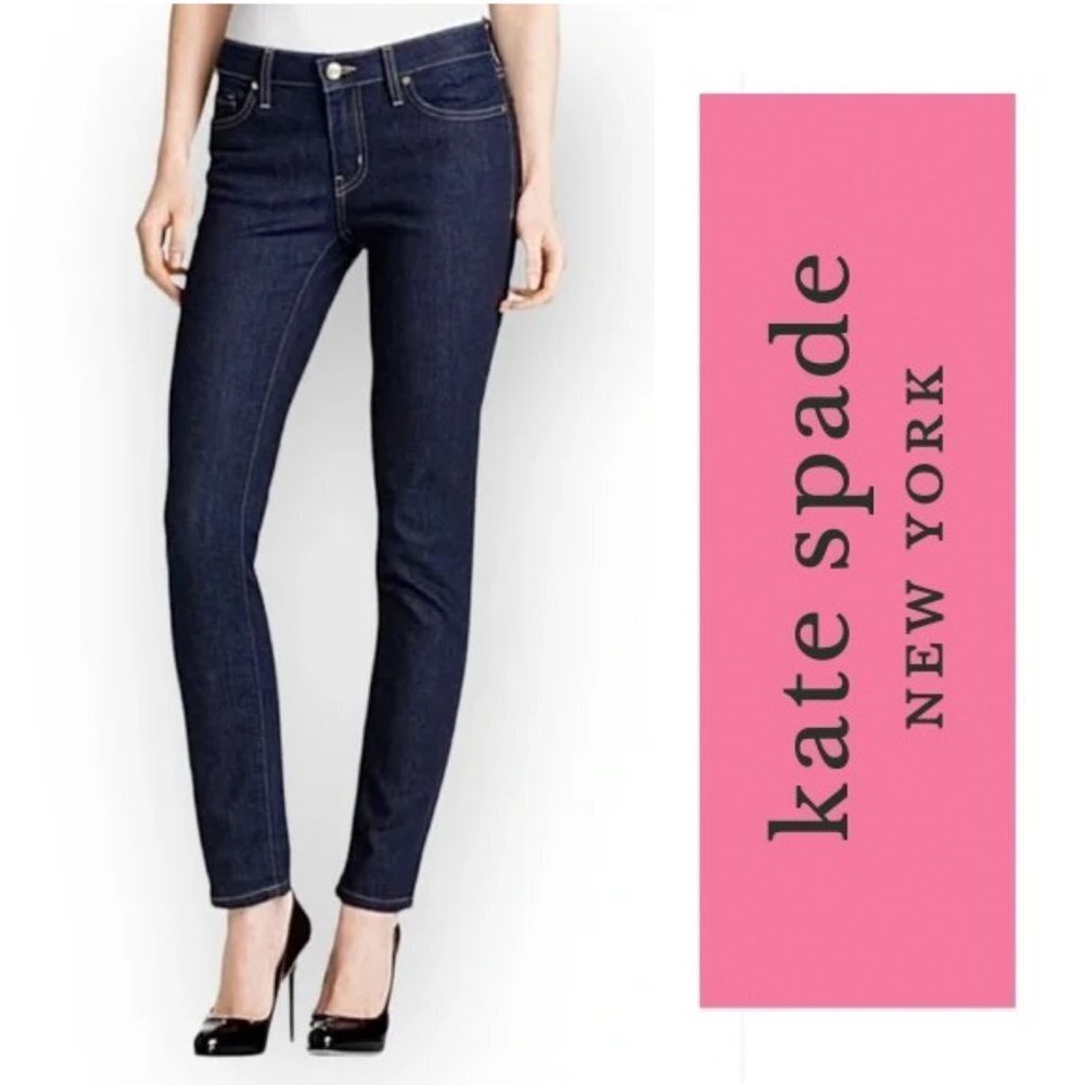 KATE SPADE Perry Street Jeans Womens 24 Play Hooky Dark Wash Designer Slim $198